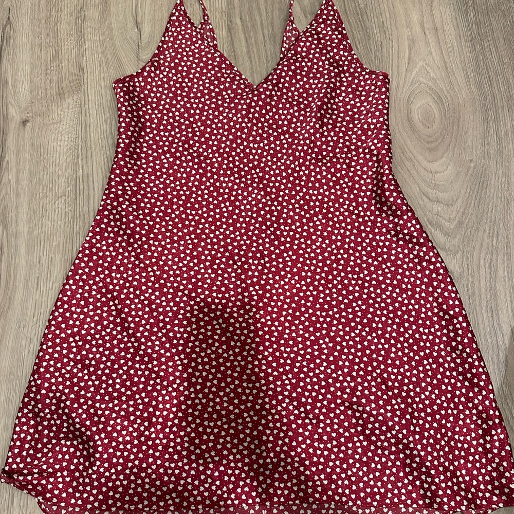 Vintage Red Heart Print Chemise Slip Dress